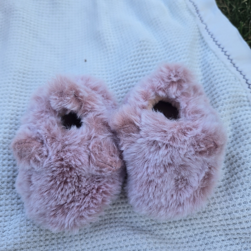 Pink Fuzzy Baby Booties